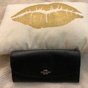 Coach Black Crossgrain Leather Envelope Wallet